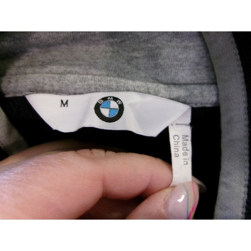 BMW Mens M Fleece‎ Jacket Navy Blue Full Zip Mock Neck Logo Trim 80142298164